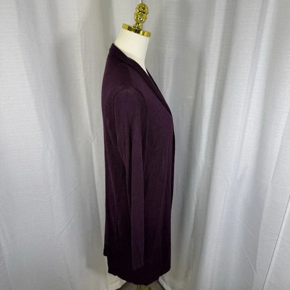 Eileen Fisher Womens Sweater Medium Open Cardigan Tencel Wool Lightweight Office - Picture 4 of 11